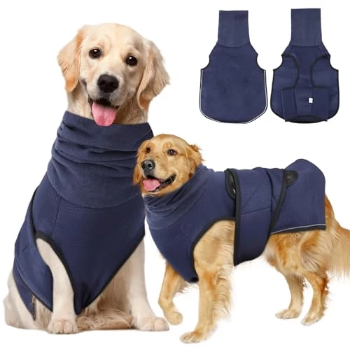 Anti-Anxiety Dog Jacket, Relaxing Vest for Dogs, Dog Coat with Soothing Hood, Anti Stress Dog Vest, Soothe Fears and Nervousness of Dogs (Navy Blue, XL)