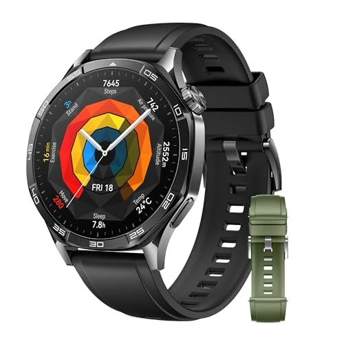 HUAWEI Watch GT 5 46mm Negro + Correa de Fluoroelastómero EasyFit 3 Verde Abeto (46mm)