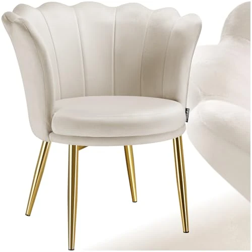 Zeitlich begrenztes Angebot: tectake® Kuschelsessel, Sessel modern, Muschelsessel, Wohnzimmer Stühle, Stuhl Esszimmer, Küchenstuhl, Cocktailsessel, Sessel Schlafzimmer, Living Room, Esszimmerstühle - Samt, Creme/Gold von 87.79 € auf 87.79 € (0.00% Rabatt)