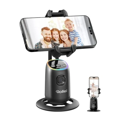 Offerta a tempo: Supporto Smartphone con Tracciamento, Rollei Easy Creator Desktop Auto Tracking Treppiede Stabilizzatore Telefono 360 per Tiktok Live Streaming Video Vlog, Supporto-Smartphone-Treppiede-Stabilizzatore - 39% da 30.99 € a 19.00 €