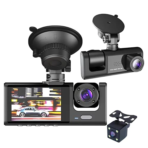 Dashcam Wi-fi Auto, Telecamera per auto con APP Integrata Fronte Retro Full HD DVR 1080P, Grandangolo 170° WRD con Schermo 2'', Visione Notturna Rilevazione del Movimento, Controllo da Smartphone