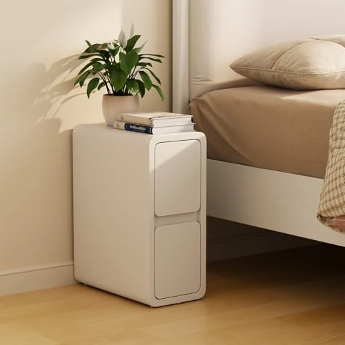 Zeitlich begrenztes Angebot: AQIMUELE Nachttisch Schmal Weiß, Beistelltisch mit 2 Schubladen, Nachtschrank Schmal, Installationfrei, Kunstleder, für Schlafzimmer, Wohnzimmer, Breite 20 cm (weiß) von 129.99 € auf 109.99 € (15% Rabatt)