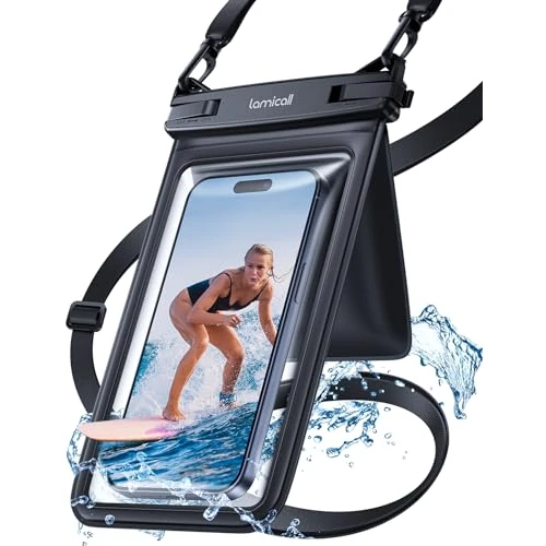 Offre limitée : Lamicall Pochette Étanche Téléphone, [Conception de Double Poche] IPX8 Pochette Étanche Smartphone, Corde Large Réglable et Résistante, Sac Étanche pour iPhone 17 16 15 14 13, Smartphone Jusqu'à 7,5” de 15.99 € à 15.99 € (0.00% de remise)