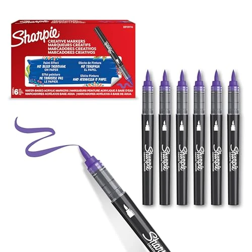 Sharpie Creative Marker Penne per pittura acrilica | Pennarelli a base d'acqua con punta a proiettile | Penne colorate | Materiale scolastico | Colori assortiti | 5 pezzi
