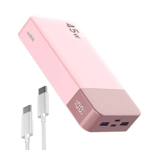 Limited offer: NOBIS Portable Charger, 20000mAh Power Bank, 45W Power Bank Fast Charging, Battery Pack with C to C Cable, Battery Bank with Digital Display for Phone Android Laptop etc (Pink) from 44.99 EUR to 27.07 EUR (save 40%)