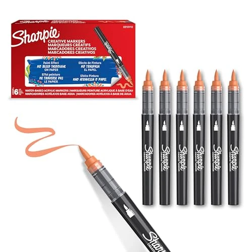 Tijdelijke aanbieding: Sharpie Creative Marker Acrylverfmarkers | Brushtip | Verfmarkers op waterbasis | Inkt loopt niet door en geschikt voor de meeste oppervlakken | Oranje | 6 stuks van 20.39 EUR naar 20.39 EUR (korting 0%)