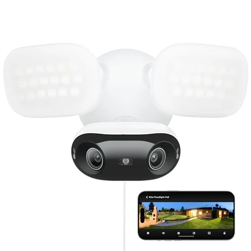 Reolink Cámara Elite Pro Floodlight PoE, 16 MP, Doble Lente de 180 °, iluminación de 2800 lúmenes, visión Nocturna con Infrarrojos en Todo Color, detección Inteligente, grabación 24/7 con trayectoria