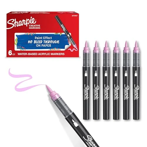 Sharpie Creative Marker Penne per pittura acrilica | Pennarelli a base d'acqua con punta a proiettile | Penne colorate | Materiale scolastico | Colori assortiti | 5 pezzi