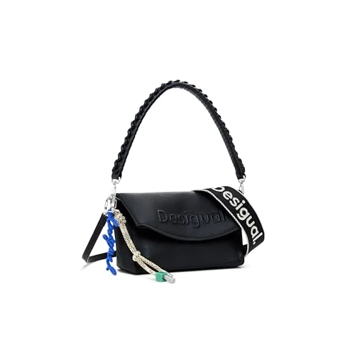 Desigual Schultertasche Umhängetasche Half Logo Trokel Shoulder Bag Black schwarz