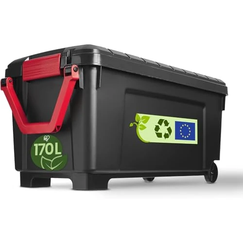 Iris Ohyama, Scatole Pieghevoli, 170L, Per Unità, Nero, Grande, Solido, Impilabile, Per Garage, Scaffali, Scatola Organizer, Plastica, Contenitore, SIA-1000