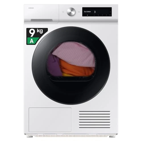 Offerta a tempo: Samsung Asciugatrice Bespoke AI DV90DB7845GW/U3, 9 kg, Pompa di Calore, Wifi, Sensore Optimal Dry, Quick Drive, Display AI Control, Carica Frontale, 60L x 85H x 60P cm - 19% da 799.00 € a 650.00 €