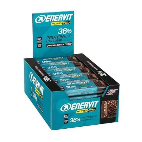 Offerta a tempo: Enervit Pure-Pro Protein Bar 36% Crunchy Double Choco, Barretta Proteica, Copertura Croccante, 20g Proteine, Crescita della Massa Muscolare, Post Workout, Low Sugar, Senza Glutine, 25 Barrette da 55g - 34% da 65.25 € a 43.25 €