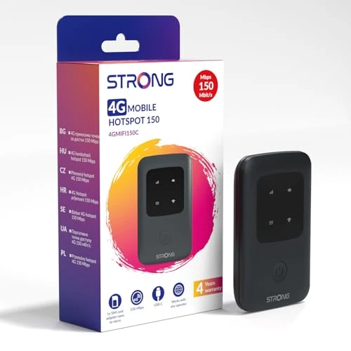 Offerta a tempo: STRONG 4G AIRSPOT 210 Saponetta WiFi Portatile con SIM, 4G LTE CAT4 150Mbps DL, Hotspot WiFi Tascabile da Viaggio, Fino a 10 Dispositivi, Batteria Ricaricabile, Porta USB-C, Funzione Power Bank - 43% da 59.99 € a 34.20 €