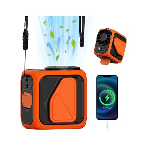 Snorthy Taillenclip Ventilator mit Licht USB Tragbare Mini Taillenlüfter Persönlicher 6000mAh USB Wiederaufladbare Handventilator Ventilator 4 Geschwindigkeiten für Innen Außen Camping Reisen