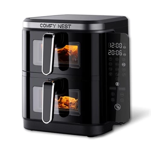 Oferta limitada: Comfy Nest, Freidora de aire doble cesta 11L con 12 programas de cocción, Air Fryer, tecnología Rapid Air y pantalla táctil LED - Tamaño: 11L, Color: Negro de 139.90 EUR a 62.56 EUR (ahorro 55%)