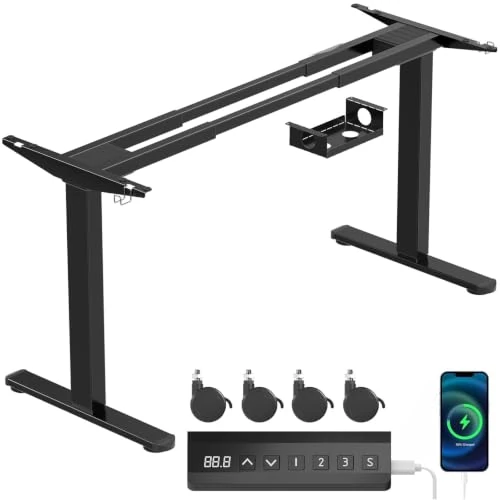 Limited-time offer: JUMMICO Height-adjustable desk frame with 2 strong motors, table frame, height adjustable with 3 memory controls, for sit-stand (Black) from 139.99 £ to 129.98 £ (save 7%)