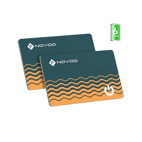 NOVOO Air Tag Card Wallet Tracker Thin 1,6 mm, Smart Card Slim, Batteria 6 Anni, Compatibile Apple Dov'è (iOS Only), Bluetooth GPS, Localizzatore per Portafogli, Valigie, Passaporti,2 Packs