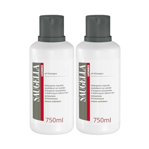 Saugella Herren, belebendes Körper- und Intimreiniger, geruchshemmend, mit Extrakten aus Helichrysum und Nelken für den täglichen Gebrauch bei Einhaltung des physiologischen pH-Werts, 2