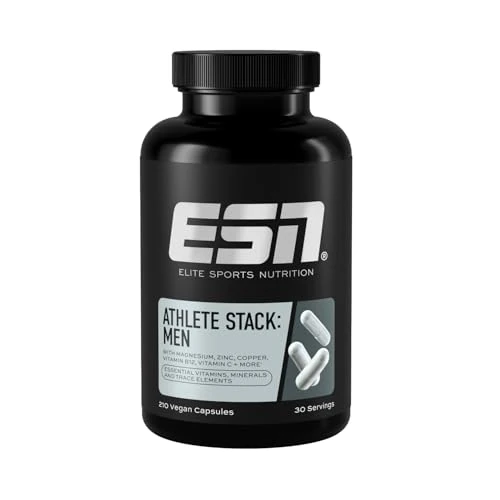 Zeitlich begrenztes Angebot: ESN Athlete Stack Men 2.0, 210 Kapseln, alle essentiellen Vitamine und Mineralstoffe, vegan - Made in Germany von 31.90 € auf 31.90 € (0.00% Rabatt)