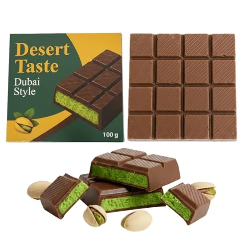 Offerta a tempo: Cioccolato Premium stile Dubai con Crema al Pistacchio – Fatto a Mano, Confezione Regalo di Lusso – Autentica Esperienza del Cioccolato stile Dubai - 17% da 5.99 € a 4.99 €