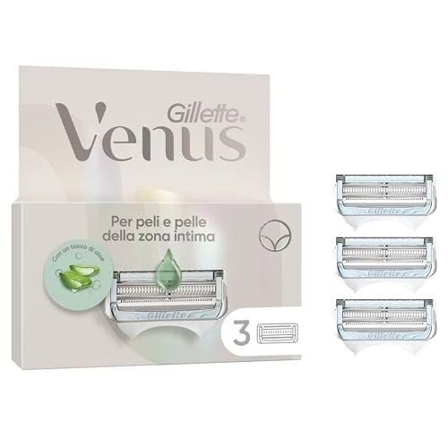 Gillette VENUS voor haar en huid in de intieme zone, 3 reservemesjes voor damesscheermesjes, helpt de huid in de intieme zone tegen irritatie van het scheren te beschermen