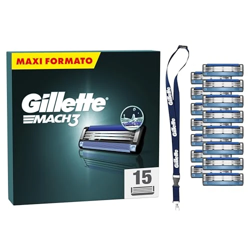 Offerta a tempo: Gillette Mach3 Base 15 Lamette Di Ricambio Per Rasoio Barba Mach 3, Con Striscia Lubrificante Per Una Scorrevolezza Fluida , Lamette Gillette - 0% da 29.95 € a 29.95 €