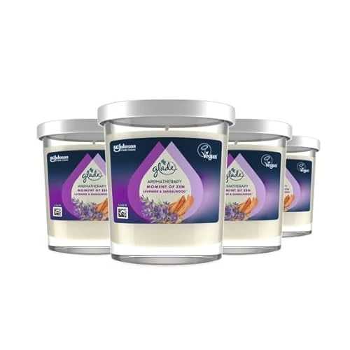 Glade Aromatherapy Candles, Moment of Zen Fragrance, Pack of 4 x 170g Candles