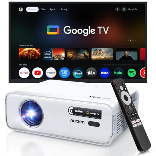 Tijdelijke aanbieding: Aurzen EAZZE D1G Officiële Google TV 4K ondersteunde slimme projector met wifi en Bluetooth, autofocus en keystone, Dolby Audio, Zoom, Native 1080P draagbare mini-filmprojector voor thuis en buiten van 259.99 EUR naar 179.99 EUR (korting 31%)