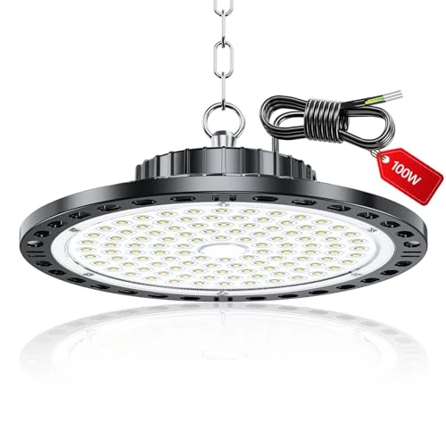 Zeitlich begrenztes Angebot: LAMLAMCK LED Hallenstrahler - 100W 10000 LM UFO Hallenbeleuchtung LED mit Transformator, IP65 Wasserdicht Werkstatt Deckenleucht, 6500k UFO Industrielampe für Garage Fabriken Geschäft von 29.99 € auf 19.18 € (36% Rabatt)