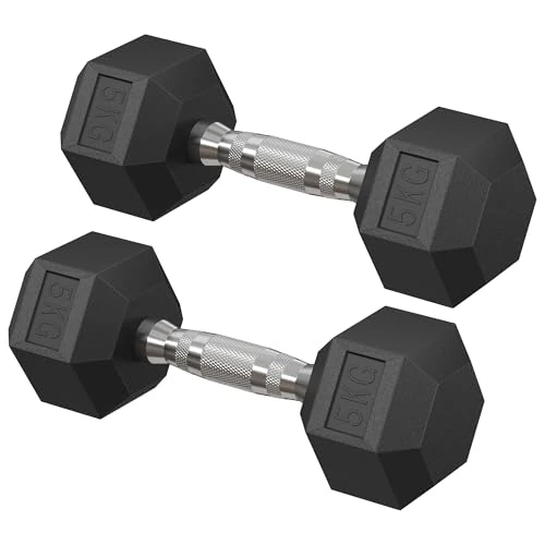 Limited-time offer: SONGMICS Dumbbell Set, Pair of Hexagonal Dumbbells, Total 10 kg, Workout, Fitness Training, Weightlifting at Home, Gym, Ink Black SYL050B01 from 20.99 £ to 20.99 £ (save 0.00%)