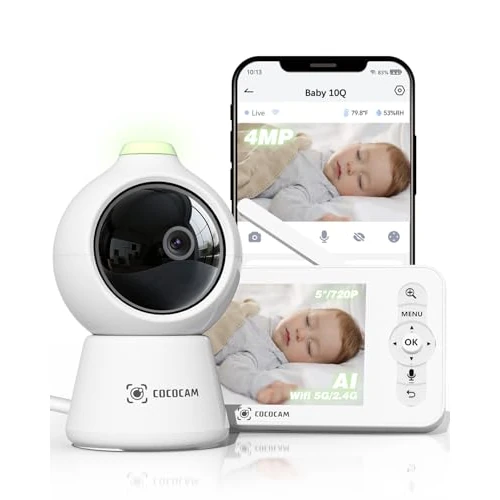Tijdelijke aanbieding: COCOCAM 2K 4MP AI 5" babyfoon met camera 2.4G/5GHZ wifi, gezichtsbedekking/buikdetectie, slim tijdalbum, AI-detectie, automatisch volgen, huil-/geluidsdetectie, IR-nachtzicht, AES-encryptie van 119.99 EUR naar 119.99 EUR (korting 0%)