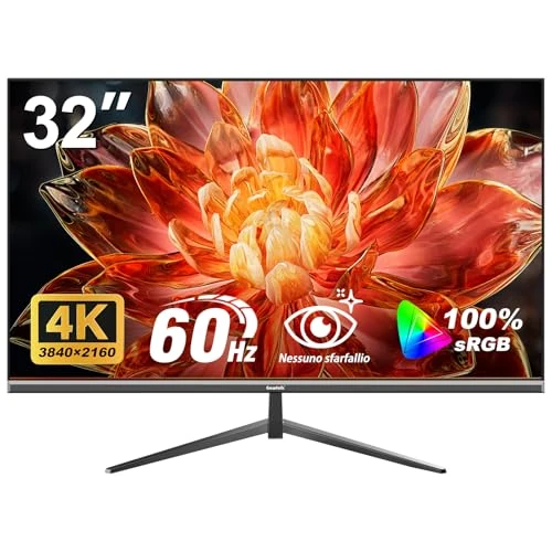 Gawfolk 32 inch 4K UHD pc-display, ultraheldere computermonitor (3840 x 2160p), 100% sRGB, 178° kijkhoek, display-aansluiting, HDMI, compatibel met wandhouder 100 x 100 mm, zwart