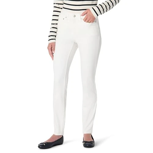 Offre limitée : Amazon Essentials Jean Skinny Très Extensible, Taille Mi-Haute Femme, Blanc, 42-44 Taille Courte de 26.58 € à 26.58 € (0.00% de remise)