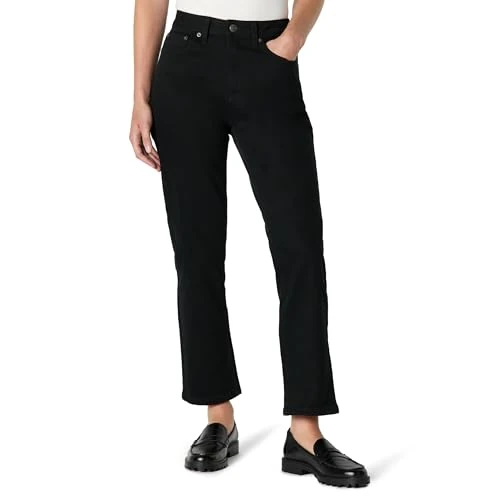 Offerta a tempo: Amazon Essentials Jeans a Vita Alta a Gamba Dritta Donna, Nero, 46-48 - 0.00% da 25.38 € a 25.38 €