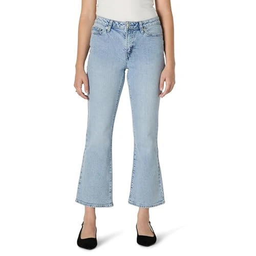 Amazon Essentials Jeans da Donna Elasticizzati Medi a Vita Medio Alta Kick Crop, Blu Ghiaccio Lavaggio Chiaro, 42