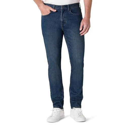 Offerta a tempo: Amazon Essentials Jeans Slim Fit Uomo, Lavaggio Scuro Colorato, 30W / 28L - 15% da 36.40 € a 30.80 €