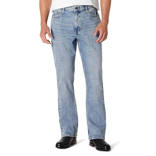 Amazon Essentials Vaqueros Tipo Bootcut de Corte Recto y Poca Elasticidad Hombre, Lavado Claro Teñido, 28W / 28L