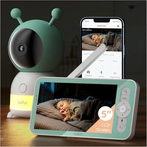 Limited-time offer: BOIFUN 2K WiFi Baby Monitor with Phone App, 5" Screen, Smart Night Light | 5" Split-Screen Control, Motion/Cries/Sound/Custom Alarm Zone Detect, Auto Tracking, Humidity Temp Detect from $139.99 to $86.99 (save 37.86%)