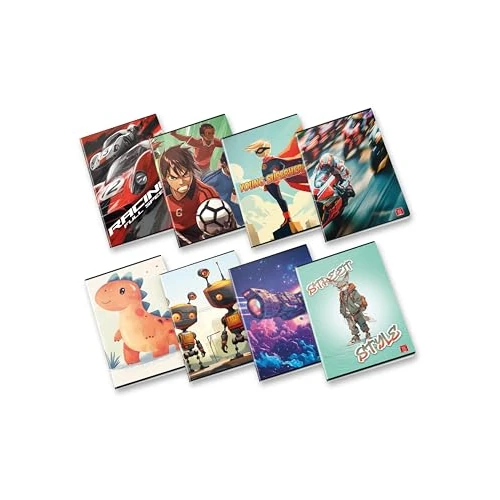 Pigna, Maxi Notebook Assortment for Children, A4 21 x 29.7 cm, 80 Pages + Flap Paper, 80 g/m² Paper, 5 m Interior, 5 mm Square, Assorted Covers, 10 Pieces