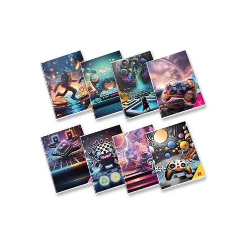 Limited offer: Pigna, Maxi Notebook Electronic Games, A4 21 x 29.7 cm, 80 Pages + Flap Paper, 80 g/m² Paper, 0A Interior, Rows for First and Second Elementary, Assorted Covers, 10 Pieces from 20.98 EUR to 20.98 EUR (save 0%)