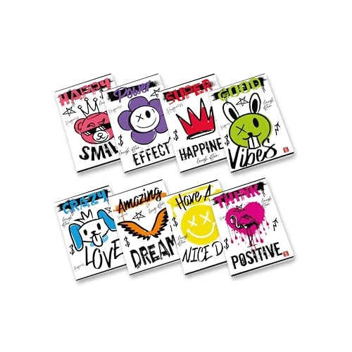 Limitiertes Angebot: Pigna, Rebel Graffiti Maxi Notizbuch, A4 21x29,7 cm, 80 Seiten + Bleirand, 80 g/m² Papier, innen 0B, liniert für die dritte Klasse, sortierte Umschläge, 10 Stück von 12.00 EUR auf 12.00 EUR (Spare 0%)