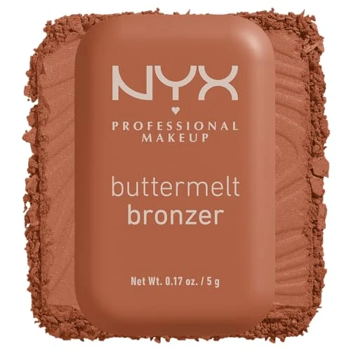 NYX Professional Makeup Buttermelt Bronzer w proszku do brązującego o wegańskiej formule 12 godzin, odporny na przenoszenie, z masłem mango, shea i migdałami, Butta Ballin