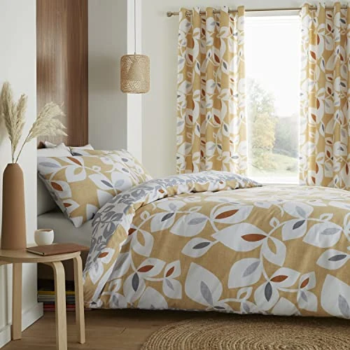 Offerta a tempo: Catherine Lansfield Inga Leaf Gold Parure Copripiumino 160x220+50x80 e lenzuolo con angoli 90x200 bianco - 0.00% da 27.49 € a 27.49 €