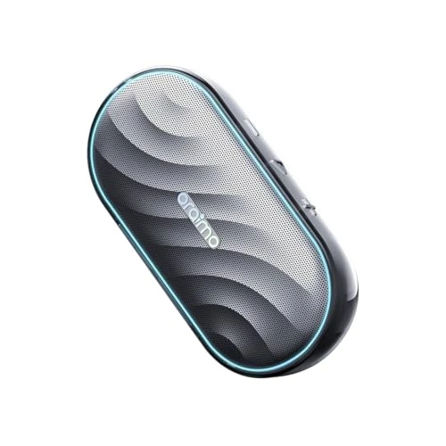 Oraimo SpaceBox Portable Bluetooth Speaker with LED Lights, App Control, 30-Hour Playtime Wireless Speaker, Boost Battery Life, HD Microphone, TF Card & FM Radio, Rechargeable via Type-C (Silver)