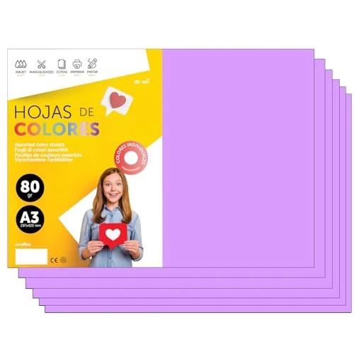 Zeitlich begrenztes Angebot: Buntes Papier A3 80g für Drucker & Basteln, Farbige Blätter für Kinder, Kreativprojekte, Karten & Schule M-office (100 Blatt, Lila) von 13.54 € auf 13.54 € (0.00% Rabatt)