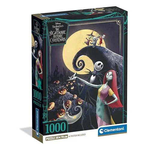 Clementoni Puzzle 1000 pieces, Disney Nightmare Before Christmas, Compact box, Puzzle for Adults 14-99 Years, Made in Italy, 37060