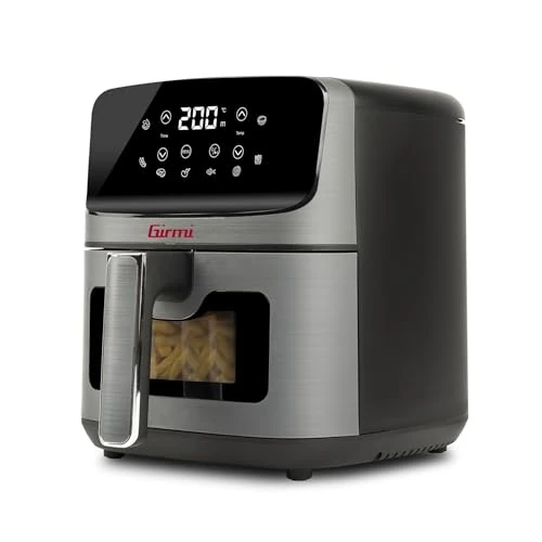 Girmi FG27 Air Fryer, 4.2 Litre, 1400 W, Digital Display, 8 Programs, Timer, 80-200 C, BPA Free, PFOA Free, Recipe Book Included.