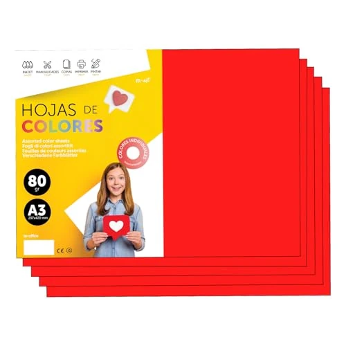 Offre limitée : Papier A3 Couleur - Feuilles A3 80g Pour Imprimante Jet d'Encre et Laser, Ramette Papier Pour Loisirs Créatifs, Bricolage et Décoration M-office (50 feuilles, Rouge) de 9.95 € à 9.95 € (0.00% de remise)