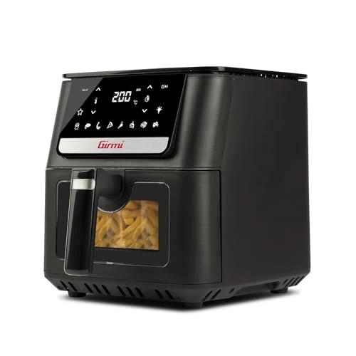Girmi FG84 Friggitrice ad Aria Ecofrit Crisp, 6,5 Litri, 1700W, Display digitale, 8 programmi, Partenza Ritardata, Vassoio Rialzabile, Timer, Temperatura regolabile, BPA/PFOA Safe, Ricettario incluso