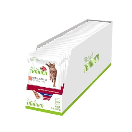 Natural Trainer Wet Food for Adult Cats with Salmon – Pack 28 x 85 g